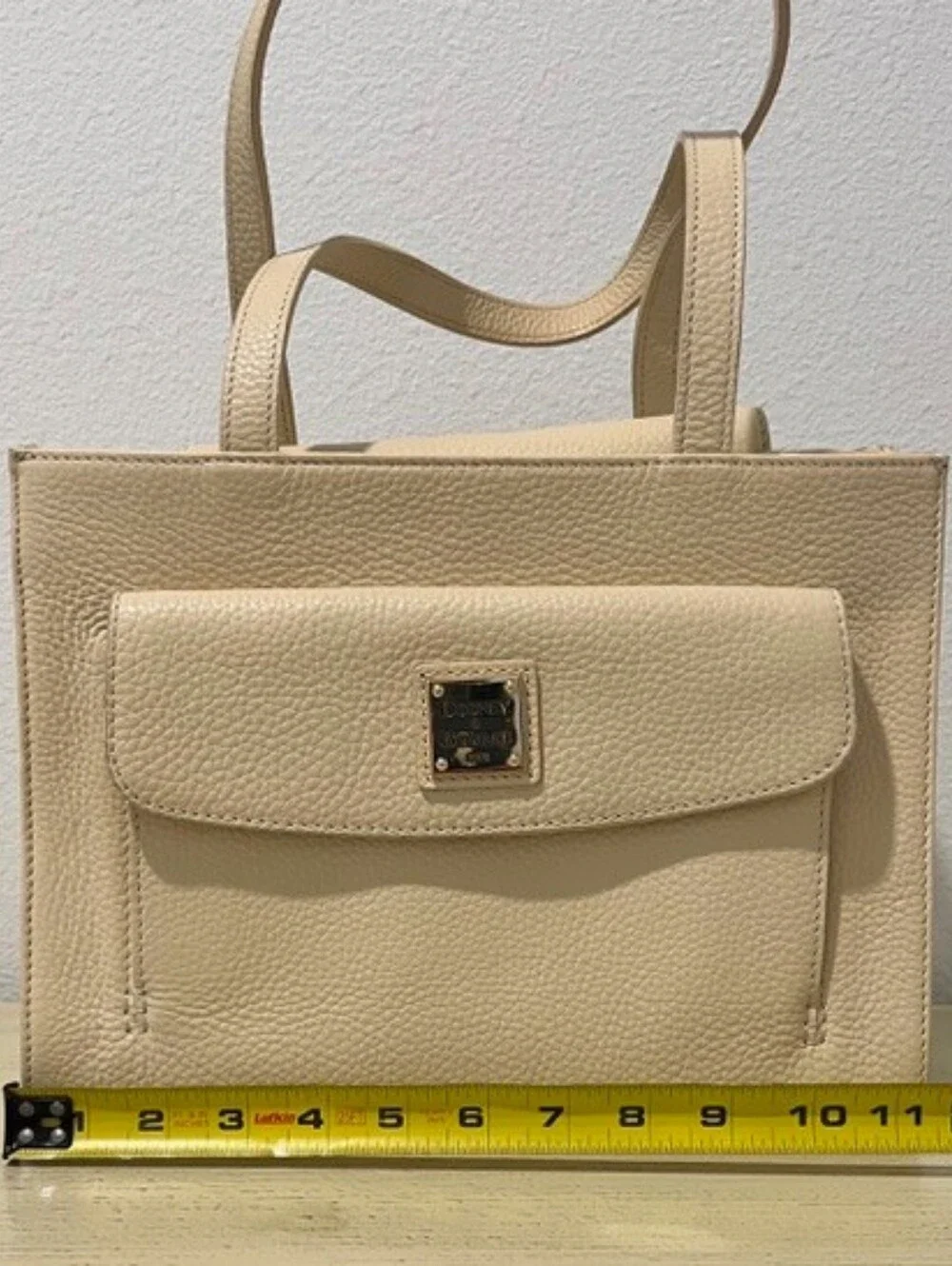 Dooney & Bourke Janine Front Pocket Satchel In Ivory/Cream Pebbled‎ Leather NWT